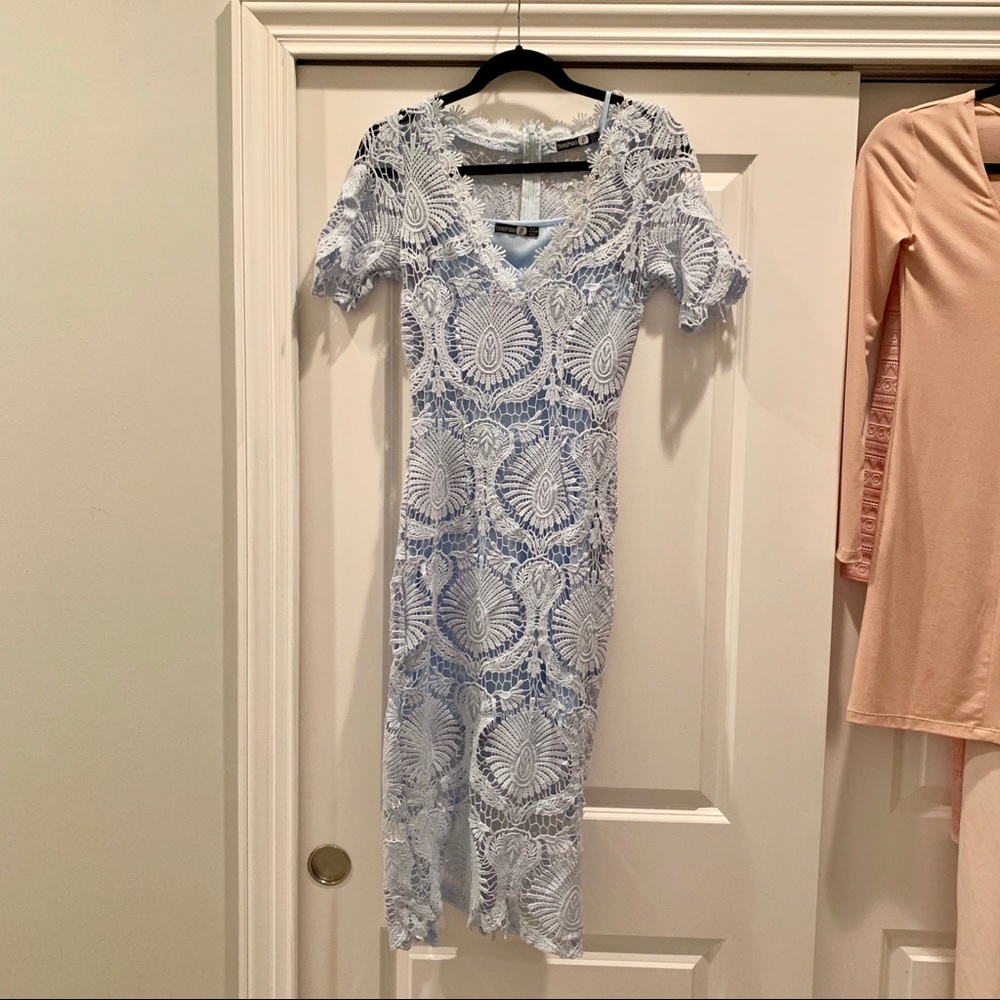 LACE MIDI BLUE DRESS